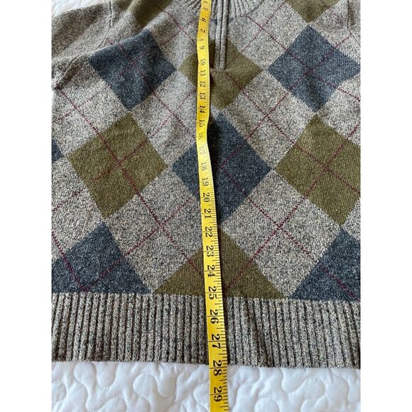 Fisherman Out Of Ireland Men's lambswool Argyle Sweater Size M gray blue 1/4 zip - Picture 14 of 14